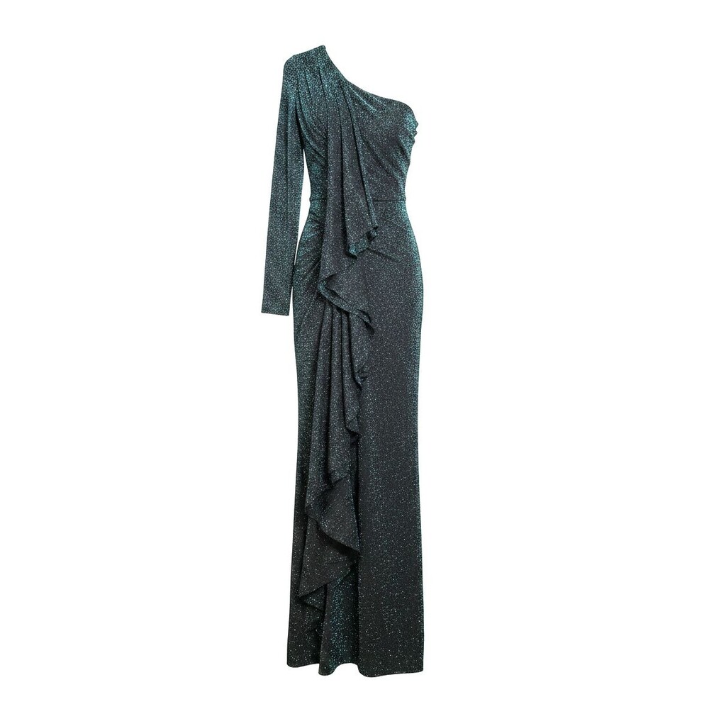 Circus Hotel Women's Black Blue One-Shoulder Side Slit Dress Size 38 NWT